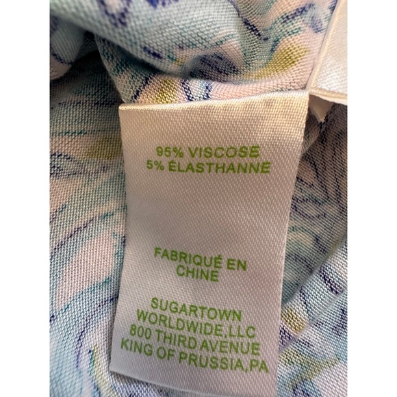 Lilly Pulitzer Womens Med Blue Green Sea Life Print Ruffle Hem Tank Top Coastal - Picture 6 of 9